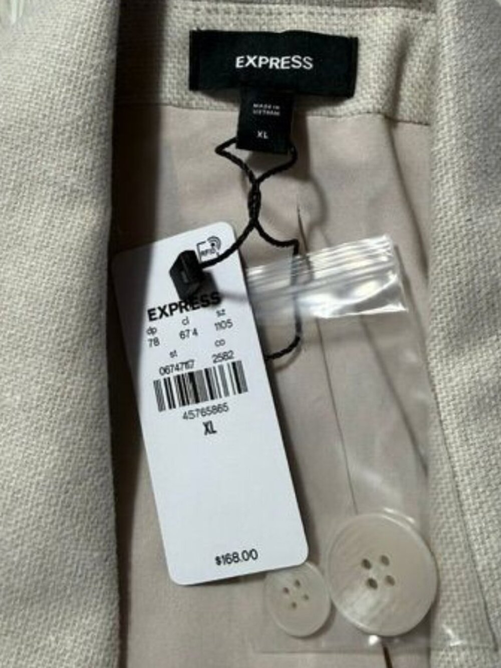 Express Oatmeal Heather Luxe Lounge Cotton Wool Blend Blazer - Picture 9 of 11